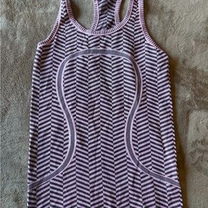 lululemon athletica Pink and Black Striped Racerback Tank